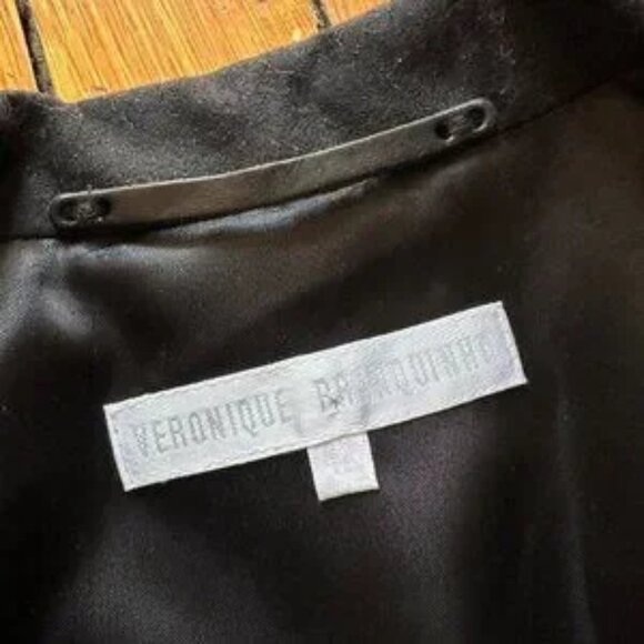 Vintage 2000s Veronique Branquinho Slim Wool Women Black Belt Peacoat Jacket 6 - Picture 6 of 7